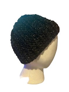 Adult size, black sparkle, handmade crochet beanie Bonnet Au Crochet, Bonnet Crochet, Black Sparkle, Crochet Beanie, Winter Hat, Soft Texture, Soft Textures, Handmade Crochet, Caps Hats