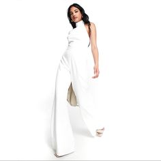 Asos Bridal Formal Halter Top Wide Leg Jumpsuit Off White Ivory 2 S Brand New Jumpsuit By True Violet Halterneck Sleeveless Style Open Button Back Zip-Back Fastening Wide Leg Uk Size 6, Us Size 2. Elegant White Wide Leg Pantsuit, White Wide Leg Formal Pantsuit, Elegant White Wide Leg Jumpsuits And Rompers, White Fitted Pantsuit For Night Out, Elegant White Party Pantsuit, Fitted White Pantsuit For Night Out, White Fitted Jumpsuit For Formal Occasions, White Fitted Jumpsuits And Rompers For Formal Occasions, White Full Length Formal Pantsuit