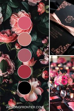 pink and black wedding color palettes