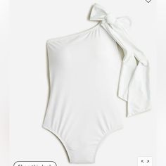 Jcrew Bow One-Shoulder One-Piece - White Size 14 Brand New With Tags Green One Piece, White One Piece, Pink One Piece, Floral One Piece Swimsuit, Floral One Piece, Blue Swimsuit, One Piece For Women, Black Ruffle, Daily Look