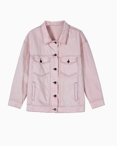 Pink Denim Jacket | Jungkook - BTS S Hot Pink Denim, Pink Denim Jacket, Fashion Chingu, White Chic, Pink Denim, Black Zip Ups, Basic Tee, Polo Collar, Casual Jacket