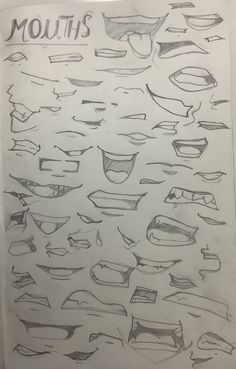 a piece of paper that has been drawn with different types of mouth shapes on it