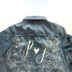 Hand painted jacket  by Alli K Design Instagram Flowers, Cool Jackets, Art Clothes, Denim Shirt