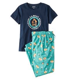 #LLBean: Women's Comfort Stretch Sleep PJ Set Fleece Pants Women, Fun Graphics, Cotton Pajamas Women, Cotton Nightgown, Comfortable Pajamas, Women's Sleepwear, Aesthetic Things, Sixth Grade, Womens Robes