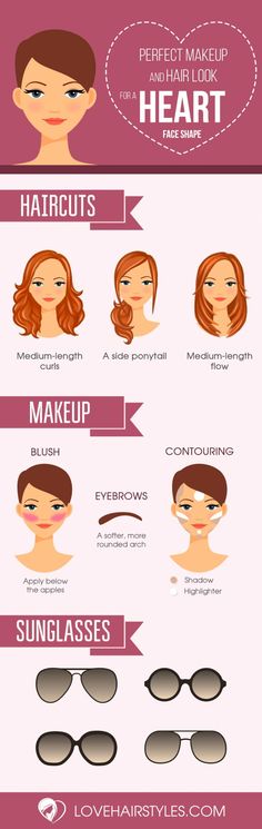 Makeup Looks For Heart Shaped Face, Face Shapes Heart, Heart Shaped Makeup Looks, Heart Shape Makeup Looks, Hairstyles For Heart Faces, Haircut For Heart Face Women, Makeup For Heart Face Shape, Makeup Heart Shaped Face, Cute Haircuts For Heart Shaped Faces