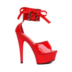 Shop Red Peep Toe Lace Up Sandals Platform Stiletto Heel Sandals Dance Shoes color Red for Big Day, Dancing Club, Date, Going out, Night Club, Party with worldwide Free shipping & Free return. Red Platform High Heel Sandals, Chic Red Strap Heels, Red Synthetic Sandals For Party, Party Sandals With Red Sole And Ankle Strap, Red Sandals With Heel Strap For Night Out, Red Heels With Wrapped Heel And Single Toe Strap, Red Heels With Single Toe Strap For Evening, Red Party Sandals With Heel Loop, Red Heels With Wrapped Heel And Ankle Strap