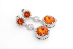 Fall Wedding Jewelry, Orange Wedding Earring, Tangerine Swarovski Earring, Long Bridal Earring, Wedd Orange Cubic Zirconia Jewelry For Anniversary, Orange Teardrop Jewelry For Wedding, Orange Drop Earrings For Formal Occasions, Orange Drop Earrings For Wedding, Elegant Orange Jewelry For Wedding, Elegant Orange Wedding Jewelry, Fall Wedding Jewelry, Bridal Jewlery, Orange Wedding Themes