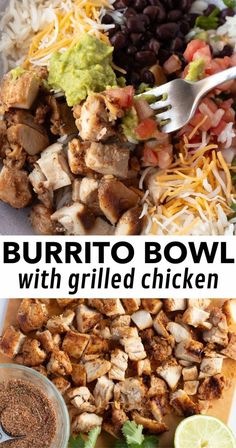 burrito bowl with grilled chicken and black beans