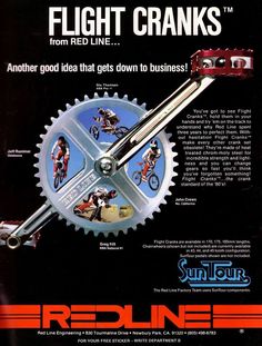 an advertisement for redline's flight cranks