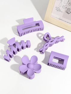 Purple  Collar  Plastic  Large Hair Claw Embellished   Women Accessories Shein Hair Claw, Purple Accessories Aesthetic, Purple Claw Clip, Purple Hair Clips, Purple Hair Accessories, Preppy Accessories, Hair Acessories, Purple Stuff, Scrunchie Styles