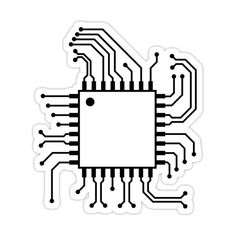 a black and white circuit board sticker