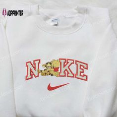 Introducing the Winnie The Pooh and Tiger x Nike Embroidered Sweatshirt, a delightful collaboration that combines the beloved characters with Winnie The Pooh Nike Sweatshirt, Nike Sweatshirts Embroidery, Nike Sweatshirts Women, Diy Nike Sweatshirt, Winnie The Pooh Hoodie, Nike Embroidered Sweatshirt, Outfit Styles, Nike Sweatshirt, Nike Brand