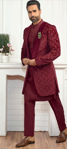 Details : Color -marron Any Color you may ask for...(one colour ) Fabric_ important Work Details ;plain Bottom Details maroon -- Pajama Package Include : Top , Bottom, Kurta All others accessories are for photography purpose only . Just the Top and bottom available . Color variation may be there slightly , due to computer resolution and camera . Eid Party Bandhgala Straight Kurta, Festival Party Nehru Jacket With Dupatta, Elegant Red Churidar For Transitional Season, Fitted Nehru Jacket With Dupatta For Party, Festive Party Bandhgala Straight Kurta, Bandhgala Straight Kurta For Diwali Party, Eid Party Sherwani With Straight Kurta, Diwali Party Nehru Jacket With Dupatta, Festival Bandhgala Party Kurta