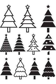 christmas trees with different shapes and sizes