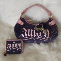 Rare Vintage Juicy Couture Bag And Wallet Set In Euc. No Stains Or Peeling. Interior Needs To Be Cleaned. Please View All Photos As They Are An Important Part Of The Description. As Is Juicy Couture Sets, Juicy Couture Bags Vintage, Blue Mcbling, Juicy Couture 2000s, Trashy Y2k Aesthetic, Y2k Bags, Closet Clothing, Vintage Juicy Couture, Dream Bags