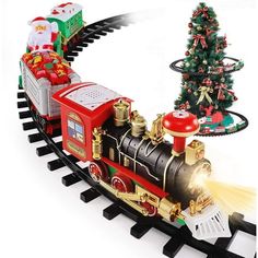 a toy train with christmas decorations on it