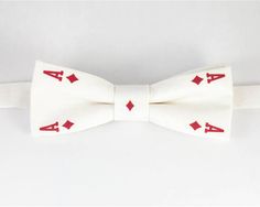 Gambler Bow tie, Mens Bowtie, Ace Bowtie, Unique Bow Ties, Poker BowTie, Cards BowTie, Bow tie Ace, Gambler gift, Poker gift, Cards gift Dapper White Adjustable Bow Tie, Dapper Adjustable White Bow Tie, White Ties For Black Tie Events On Father's Day, White Tie For Black Tie Events, Adjustable White Bow For Black Tie Occasion, White Standard Tie For Suit As A Gift, White Adjustable Bow Tie Suit Accessories, Adjustable White Tie With Satin Bow, White Adjustable Tie With Satin Bow