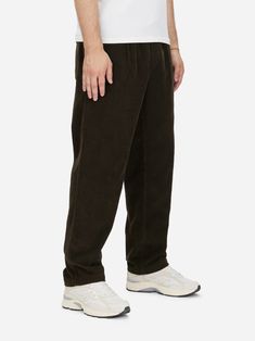 Easy Pant ~ Tobacco Corduroy – 3sixteen Casual Boxy Fit Pants With Straight Hem, Casual Tapered Pants For Fall, Brown Bottoms With Relaxed Fit And Straight Hem, Brown Relaxed Fit Bottoms With Straight Hem, Casual Tapered Pants With Welt Pockets, Relaxed Fit Pull-on Pants For Streetwear, Brown Relaxed Fit Pull-on Pants, Club Collar Shirt, Knit Outerwear