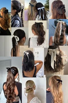 Bows, bow hairstyles, aesthetic, it girl, hairstyle ideas, hair ideas, cute hairstyles, brunette hairstyles, blonde hairstyles, bow, straight hair, wavy hair, curly hair, protective hairstyle, outfit ideas, fall hairstyles Wicked Inspired Hairstyles, Cute Christmas Bow Hairstyles, Hair Ideas For Your Birthday, Chickfila Worker Hairstyles, Half Up Half Down With Ribbon Bow, Fall Bow Hairstyles, Thanksgiving Hairstyles With Bow, Easy All Up Hairstyles, Hairstyle For Wavy Hair Girl