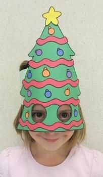 This is another Christmas hat for your students.  You can print the decoratons and garland on any color paper and then let your children decorate their trees as they want. Christmas Units, Christmas Tree Hat, Fancy Christmas, Paper Child, Santa Crafts, Christmas Hats, Masks Crafts, Fun Christmas Crafts, Christmas Activities For Kids