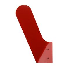 a red object is hanging on a white wall and it appears to be in the shape of a letter