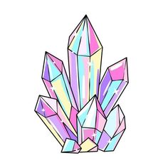 a drawing of a crystal cluster on a white background