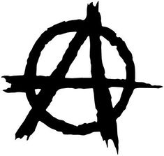 the anarchy symbol is shown in black and white