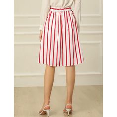 Infuse your wardrobe with classy, striking style with this midi skirt! You will love the stunning stripes that create a bold and beautiful silhouette, while it elevates a versatile a-line skirt with button front and ruched detail for a flattering finish. This classic black and white swing skirt features a slightly gathered waistline for the perfect fullness. Stretch back waist for ultimate comfort and flexibility in size. Button down front for that retro touch we love. Please check your measurem Metallic Midi Skirt, Mesh Maxi Skirt, Midi Skirt With Pockets, Midi Flare Skirt, Skirt With Buttons, Tunic Tops Casual, Trendy Fashion Outfits, Bold And Beautiful, Work Wear Women