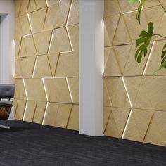 panele_drewniane_projektowane_indywidualnie Office Design, Lobby, Tile Floor, Flooring, Texture, Led, Design