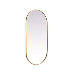 an oval shaped mirror with gold frame on a white background, it's reflection in the mirror