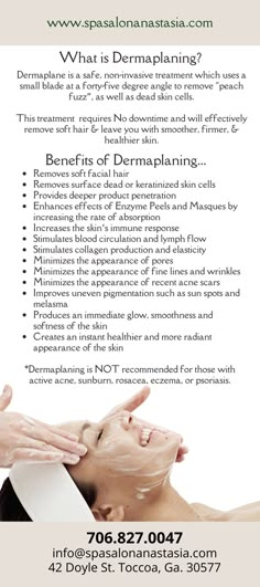 Do you know about dermaplaning? Benefits Of Dermaplaning Facial, What Is Dermaplaning, Dermaplane Aesthetic, Dermaplane Benefits, Dermaplaning Facial Steps, Facial Steps Professional, Dermaplaning Aesthetic, Small Business Promotion Ideas, Beautician Aesthetic