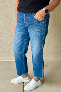 The Wayne is a high-rise ankle length straight leg jean from Lovervet. Made from comfort stretch denim, this pair features slight distressed details and a cropped length. Medium-Dark Wash Standard Sizes--Rise: 10" / Inseam: 27" / Leg Opening: 16" Plus Sizes--Rise: 12" / Inseam: 27" / Leg Opening: 18" Lovervet Style Number: LV1277 "The Wayne" Fit Notes: Lovervet Jeans fit like Judy Blue Jeans. Stick with your JB size, or size down one from a traditional department store size. Kelly is 5'6" and is Fall Cropped Leg Dark Wash Jeans, Medium Wash Straight Cropped Mom Jeans, Everyday Medium Wash Cropped Jeans, Everyday Dark Wash Cropped Jeans, Medium Wash Cropped Mom Jeans, Dark Wash Straight Cropped Mom Jeans, Medium Wash Mom Fit Cropped Jeans, Mom Fit Cropped Leg Medium Wash Jeans, Medium Wash Mom Fit Mid-rise Cropped Jeans