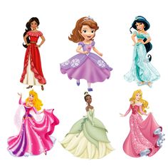 the princesses are all dressed up in their dresses