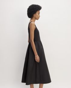 The Supima® Jersey Riviera Dress Black – Everlane Elegant Sleeveless Scoop Neck Dress For Spring, Spring Evening Maxi Dress With Scoop Neck, Summer Evening Midi Dress With Scoop Neck, Everlane Summer Midi Dress, Everlane Midi Dress For Daywear, Elegant Fitted Everlane Dress, Spring Chic Midi Dress By Everlane, Chic Spring Midi Dress By Everlane, Chic Everlane Midi Dress For Spring