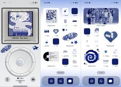 an ipod screen with various stickers on it