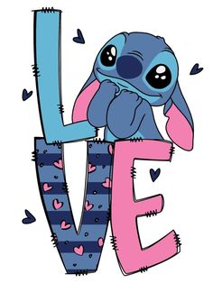 the letter e is for love with an image of a blue and pink bunny