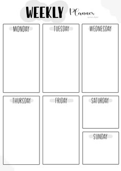 the weekly planner is shown in black and white, with an empty space for notes