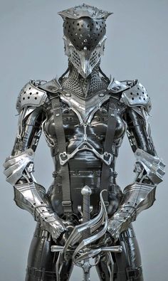 a futuristic man in armor standing with his hands on his hips and looking at the camera