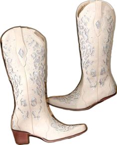 White Embellished Snip Toe Boots, Western White Embellished Boots, White Leather Boots With Rhinestones, Elegant Embellished White Boots, White Embellished Boots With Round Toe, White Snip Toe Party Boots, Wide Calf Leather Boots, Navy Blue Boots, Crocodile Boots