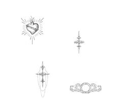 four different types of jewelry on a white background with the word love written below it