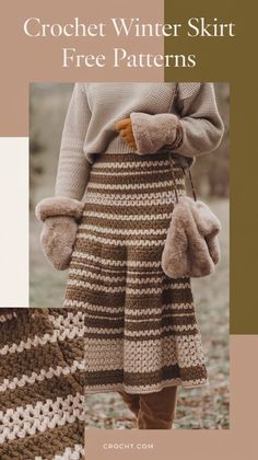 crochet winter skirt free patterns with text overlay that reads, crochet winter skirt free patterns