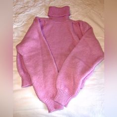 Zara Sweater With Ruched Sleeves Light Pink Size Medium Nwt, Excellent Condition, Very Warm Cute Pink Sweaters, Zara Sweater, Pink Sweater, Cute Pink, Colorful Sweaters, Turtleneck Sweater, Pink Ladies, Light Pink, Tights