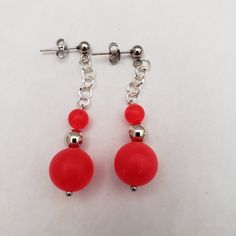 Lora Bead Earring Red Hypoallergenic Round Bead Earrings, Bead Earring, Beaded Earrings, Handmade Jewelry, Jewelry Earrings, Jewelry Making, Women Jewelry, Beads, Red