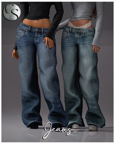 two women in jeans standing next to each other