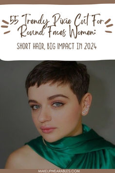 Pixie Cut For Round Faces Women Pixie Round Face Fine Hair, Round Face Haircuts Pixie, Boyish Haircut For Women Round Face, Super Short Hair Round Face, Pixie Hairstyles For Round Faces Over 40, Traditional Pixie Haircut, Lesbian Haircut Round Face, Buzzcut Round Face Woman, Short Pixie Haircuts Straight Hair