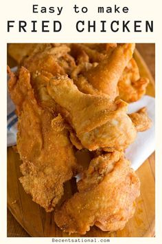 fried chicken on a plate with text overlay that reads easy to make fried chicken