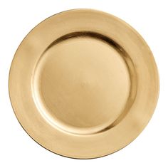 an empty gold plate on a white background