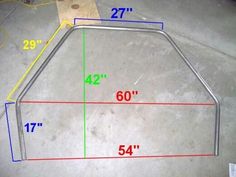 the measurements for a metal frame are shown