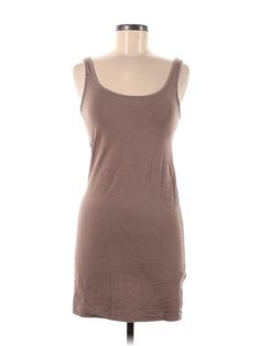 H&M Casual Dress Size: Medium Brown Dresses - used. 95% COTTON, 5% ELASTANE, Mini, Scoop Neck, Short, Sleeveless | H&M Casual Dress: Brown Dresses - Size Medium Casual Bodycon Tank Dress, Brown Sleeveless Cotton Mini Dress, Sleeveless Bodycon Mini Dress For Daywear, Fitted Cotton Tank Top By H&m, Fitted Cotton H&m Tank Top, Fitted H&m Mini Dress For Daywear, H&m Cotton Fitted Tank Top, H&m Sleeveless Bodycon Dress, H&m Summer Bodycon Dresses