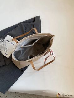 BirdinBag - Travel-Friendly Commuter Bag with Spacious Capacity - Sleek Shoulder Tote Commuter Bag, Bags Tote, Word Wrap, Shoulder Tote Bag, Shoulder Tote, Color Khaki, Womens Tote Bags, Tote Bags, Pu Leather